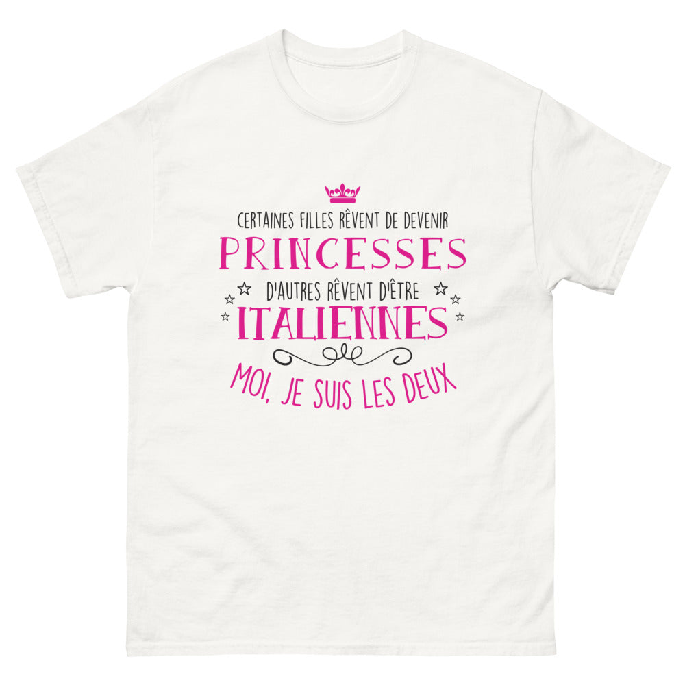 T-shirt princesse et italienne blanc - double culture et humour