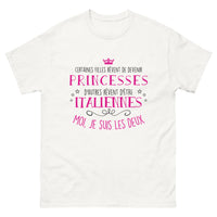 Thumbnail for T-shirt princesse et italienne blanc - double culture et humour