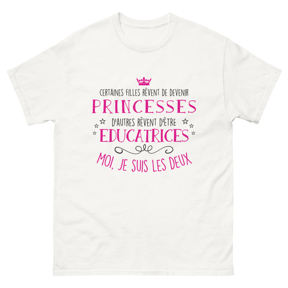 T-shirt Éducatrice et Princesse blanc - rêve et réalité