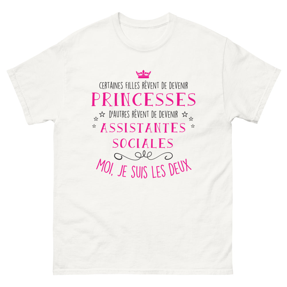 T-shirt Assistante sociale et princesse blanc - double rêve au quotidien