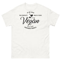 Thumbnail for T-shirt vegan gourmand blanc - je ne suis pas parfaite, vegan mais presque pareil