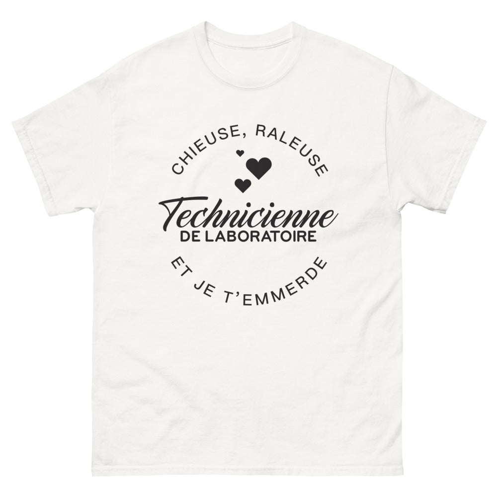 T-shirt technicienne de laboratoire blanc - chieuse pro