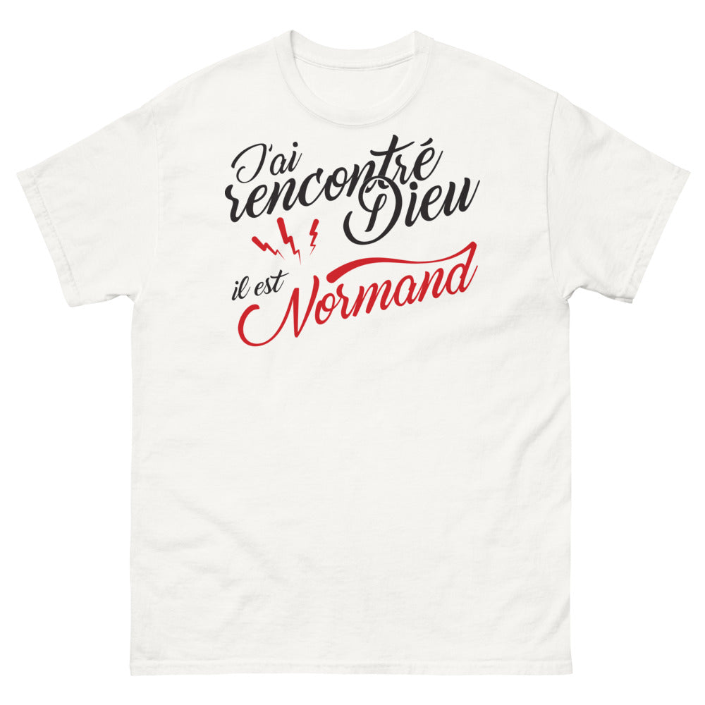 T-shirt Normand blanc - J'ai rencontré Dieu, il est Normand