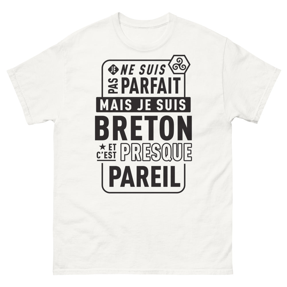 T-shirt Breton blanc - je ne suis pas parfait mais je suis Breton