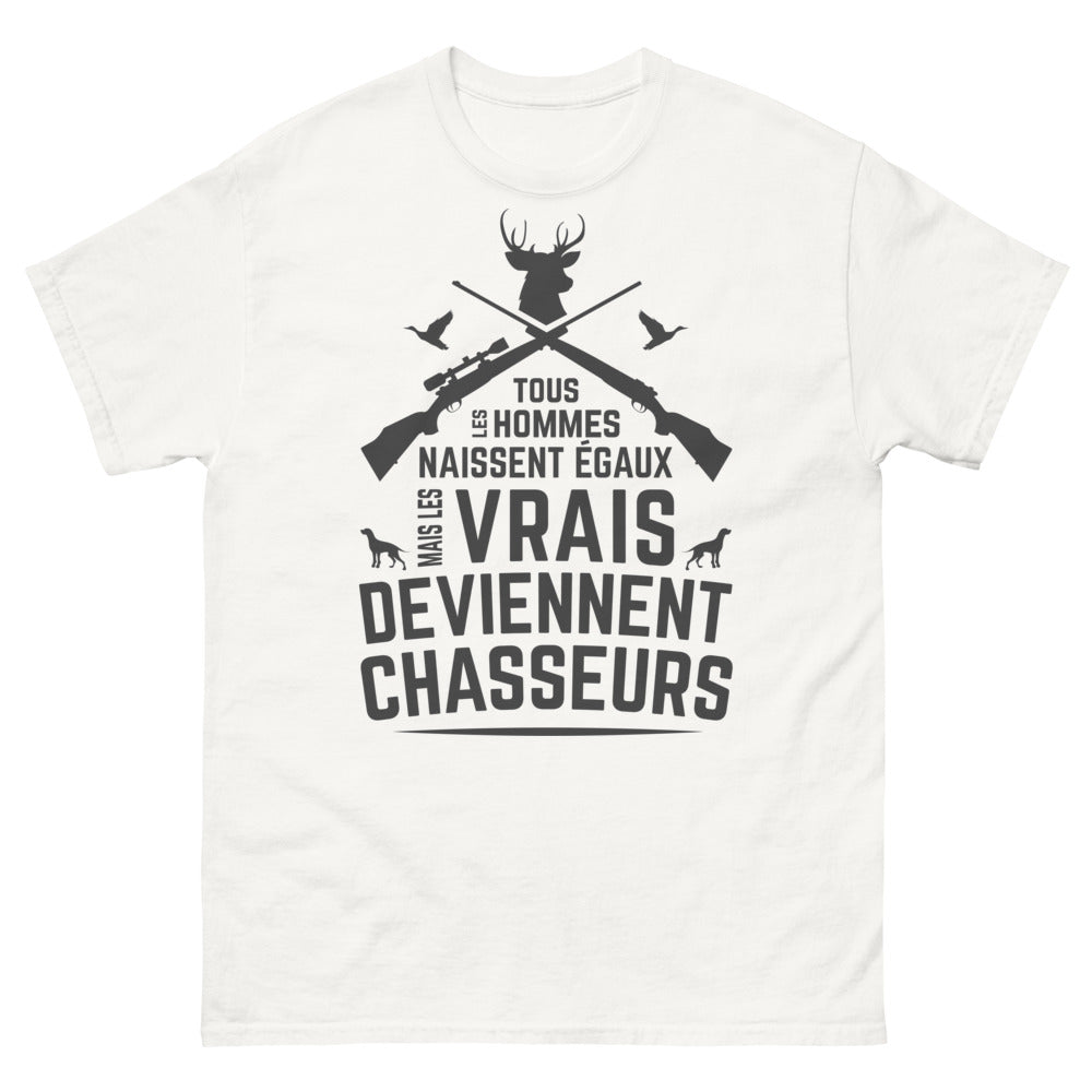 T-shirt Chasseur blanc - les vrais deviennent chasseurs
