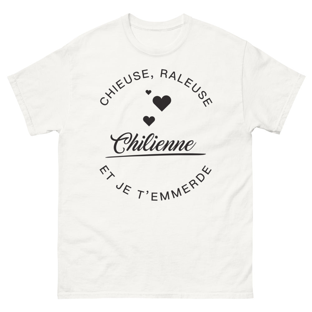 T-shirt Chilienne blanc - Chieuse râleuse, attitude décontractée