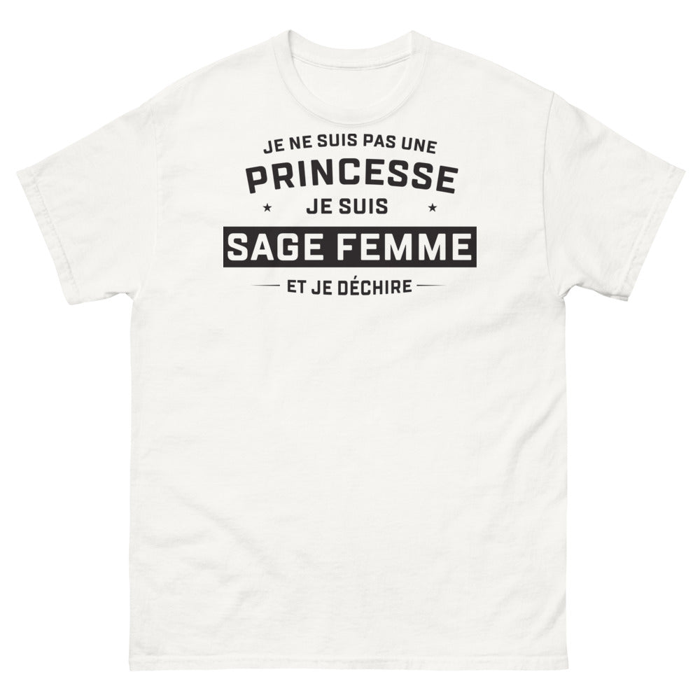 T-shirt sage-femme blanc - je déchire