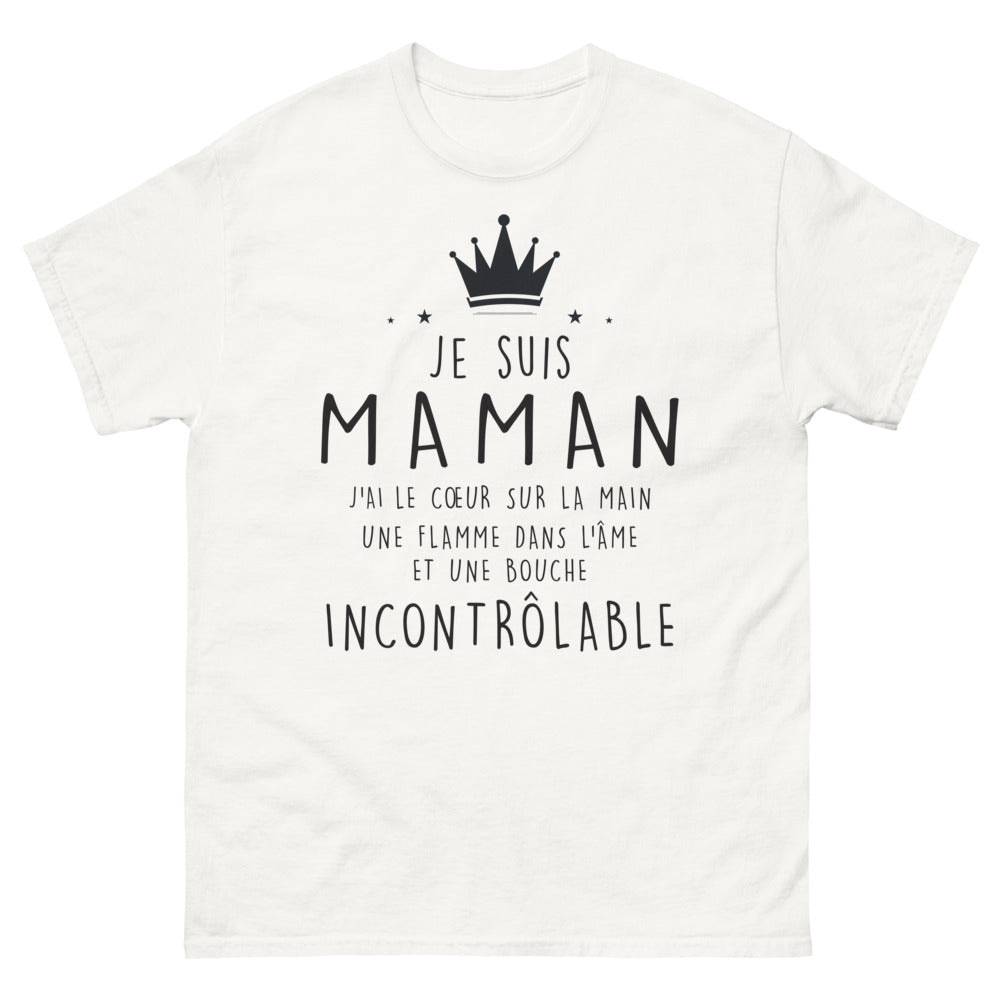 T-shirt Maman blanc - cœur sur la main, flamme dans l'âme