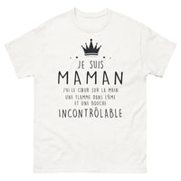 Thumbnail for T-shirt Maman blanc - cœur sur la main, flamme dans l'âme