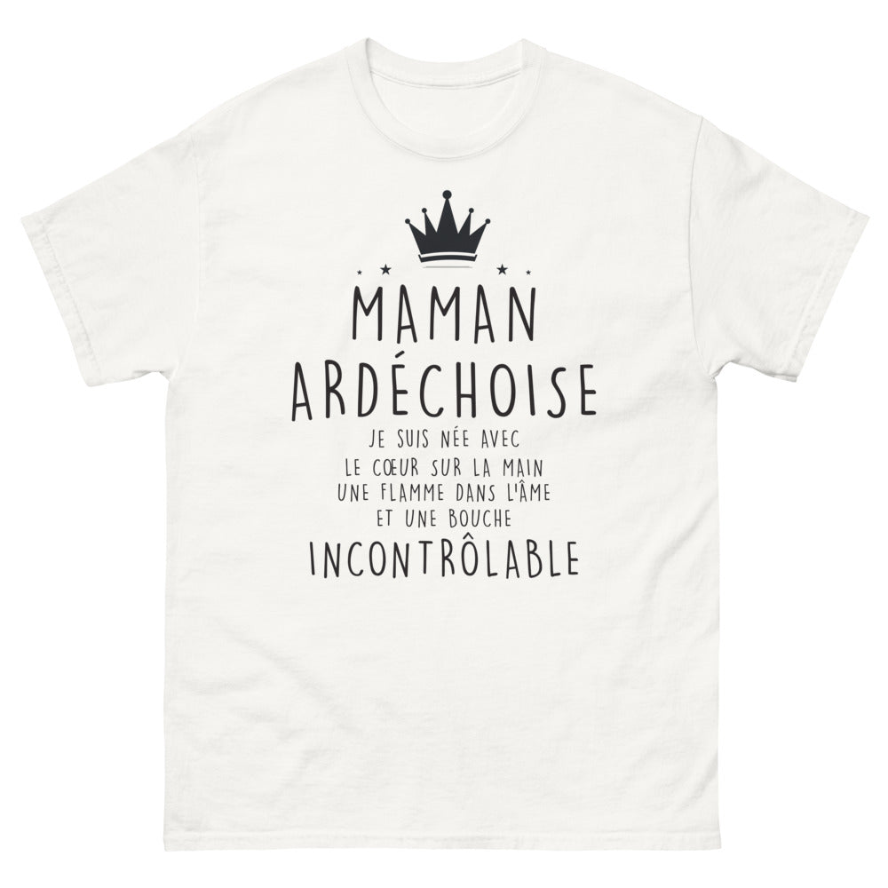 T-shirt Ardèche blanc - Maman ardéchoise, cœur sur la main