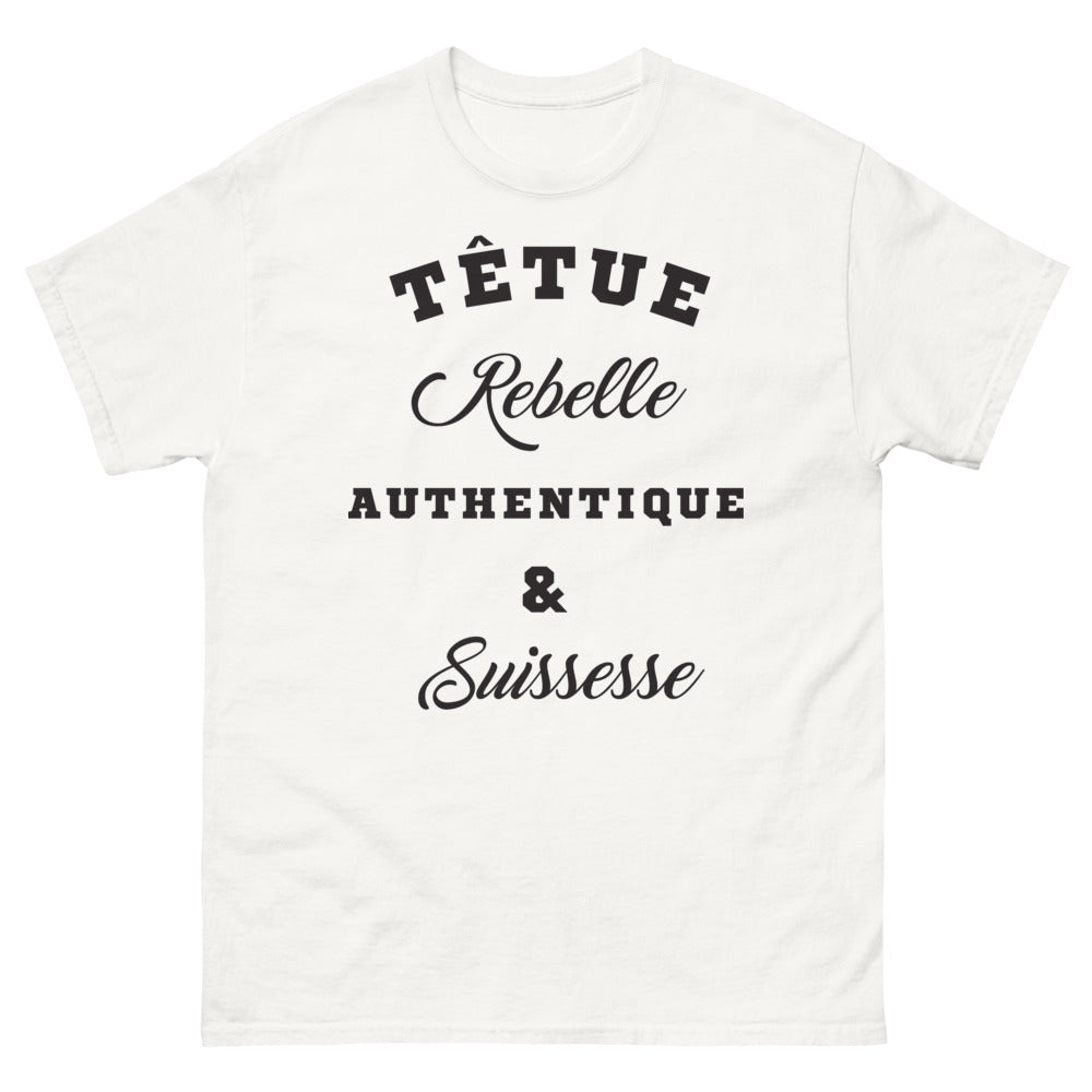 T-shirt Suisse blanc - Têtue rebelle authentique