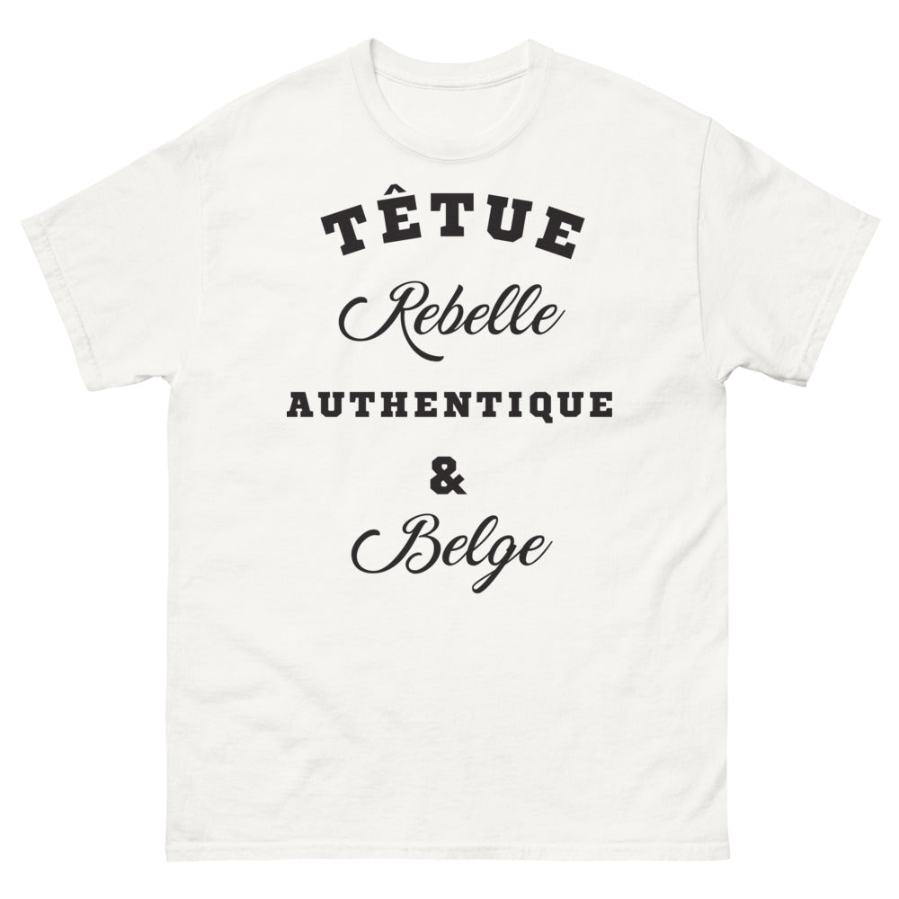 T-shirt Belge blanc - têtue rebelle