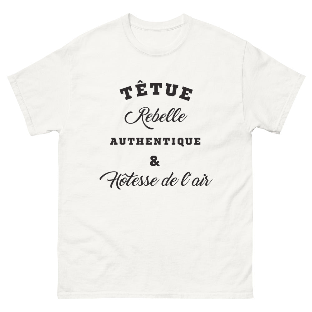 T-shirt hôtesse de l'air blanc - rebelle et authentique