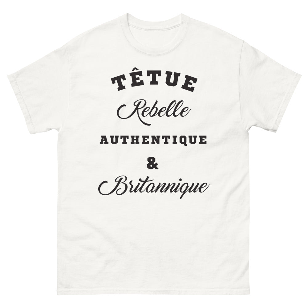 T-shirt Britannique blanc - têtue, rebelle et authentique