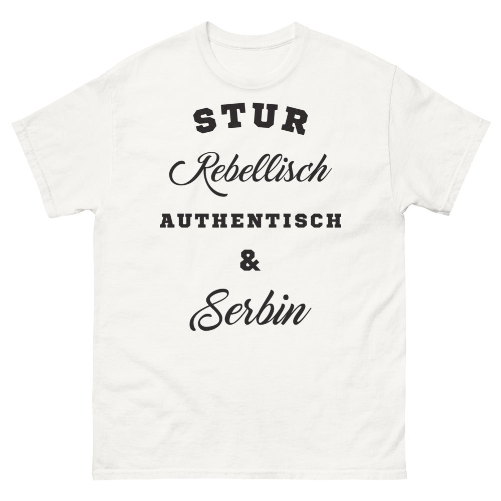 Serbisch Weiss T-Shirt - Authentisch Serbin Rebel
