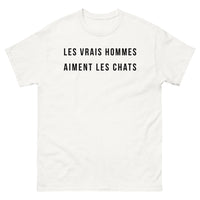 Thumbnail for T-shirt Les Vrais Hommes Aiment les Chats blanc - Les vrais hommes aiment les chats