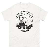 Thumbnail for T-shirt vegan blanc - Arrête de me faire chier, je suis vegan