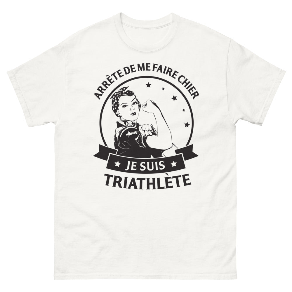 T-shirt triathlète blanc - Arrête de me faire chier