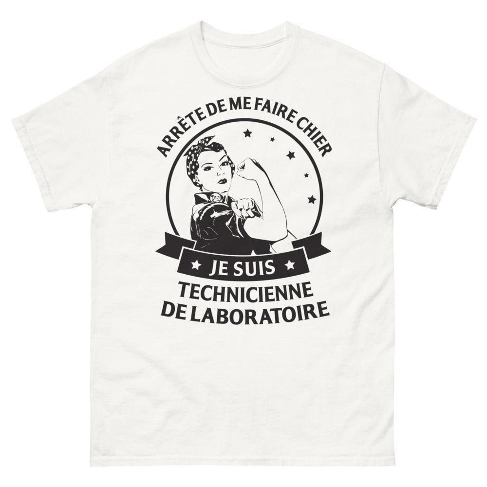 T-shirt technicienne de laboratoire blanc - Arrête de me faire chier