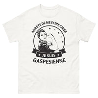 Thumbnail for T-shirt Gaspésie blanc - Arrête de me faire chier, je suis Gaspésienne