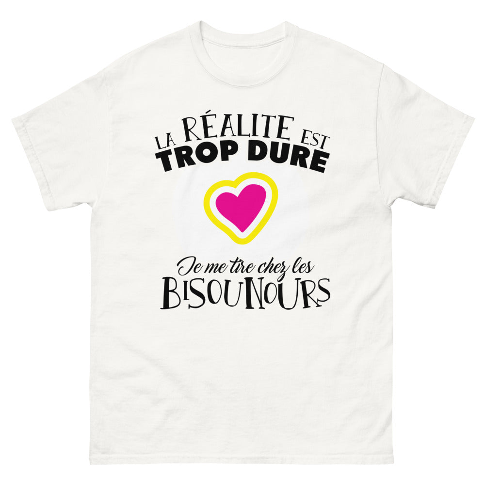 T-shirt Bisounours blanc - réalité dure, évasion humoristique