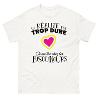 Thumbnail for T-shirt Bisounours blanc - réalité dure, évasion humoristique