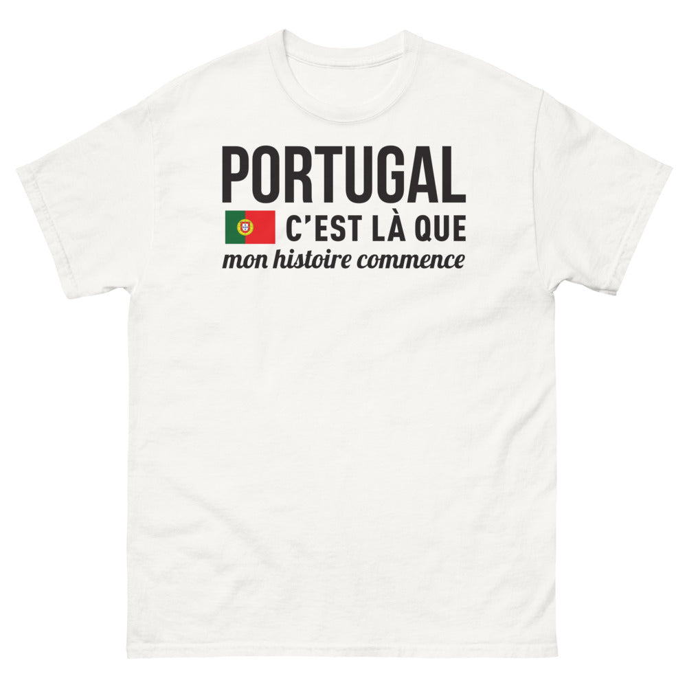 T-shirt Portugal blanc - Portugal, c'est là que mon histoire commence