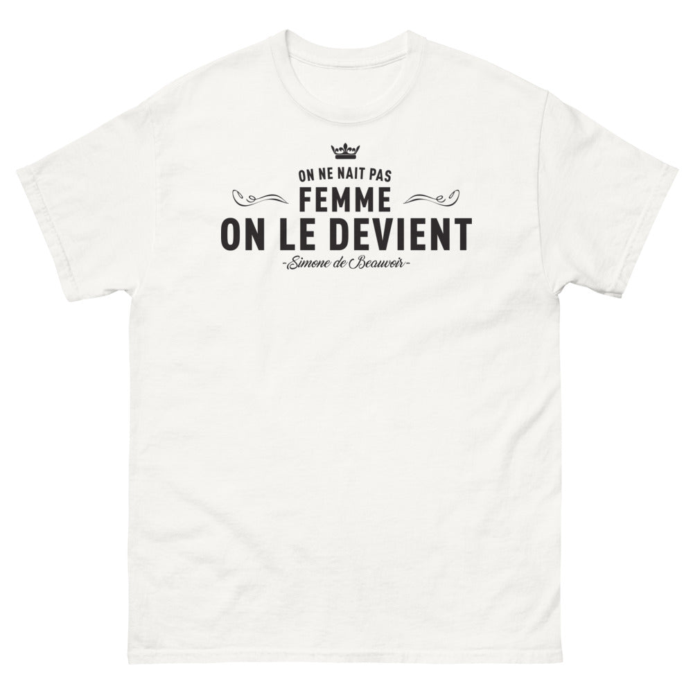 T-shirt féminisme blanc - On ne naît pas femme : on le devient