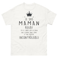 Thumbnail for T-shirt Maman Rugby blanc - cœur sur la main et flamme dans l'âme