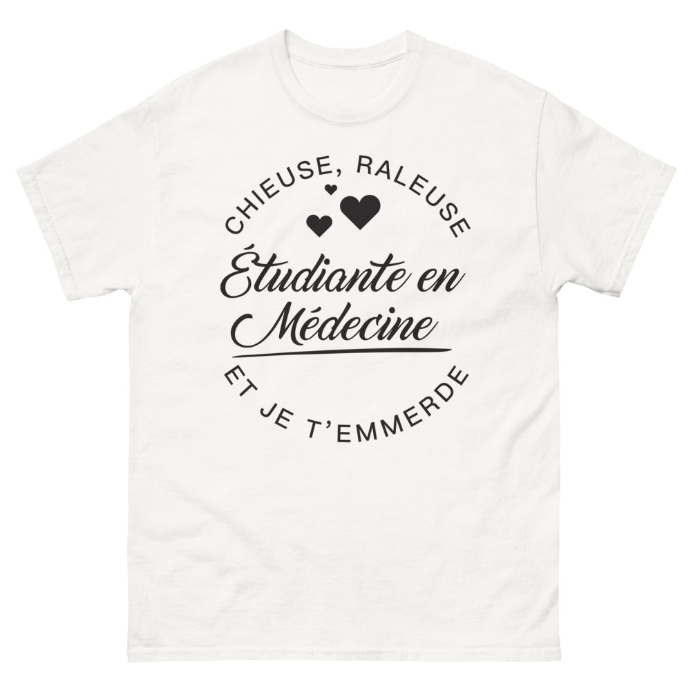 T-shirt Étudiante en médecine blanc - chieuse et râleuse