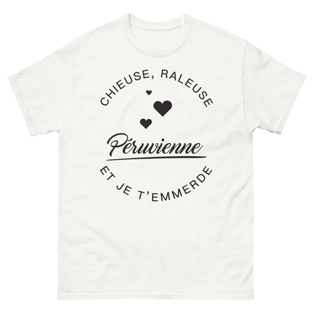 T-shirt Péruvienne blanc - chieuse râleuse et je t'emmerde