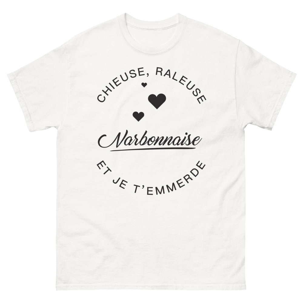 T-shirt Narbonne blanc - Chieuse râleuse Narbonne – Je t'emmerde