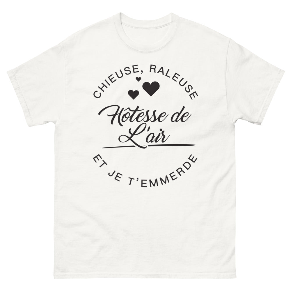 T-shirt hôtesse de l'air blanc - chieuse et râleuse