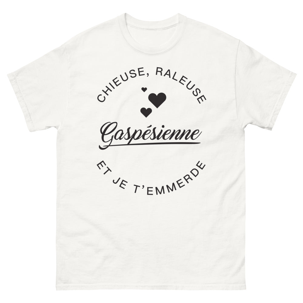 T-shirt Gaspésie blanc - chieuse râleuse gaspé­sienne