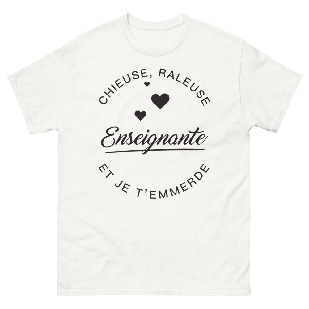 T-shirt enseignante blanc - chieuse et râleuse