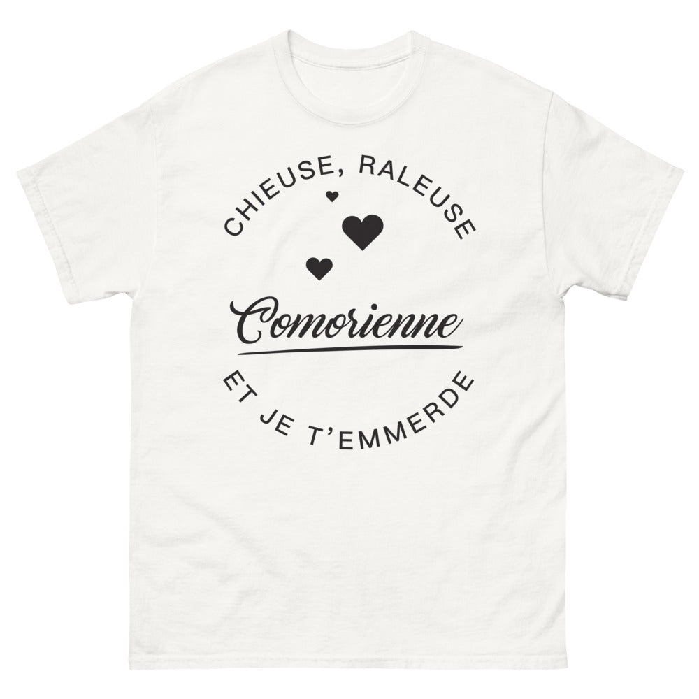T-shirt comorienne blanc - Chieuse râleuse et je t'emmerde