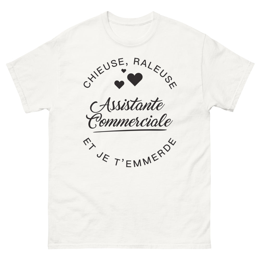 T-shirt Assistante commerciale blanc - humour au bureau