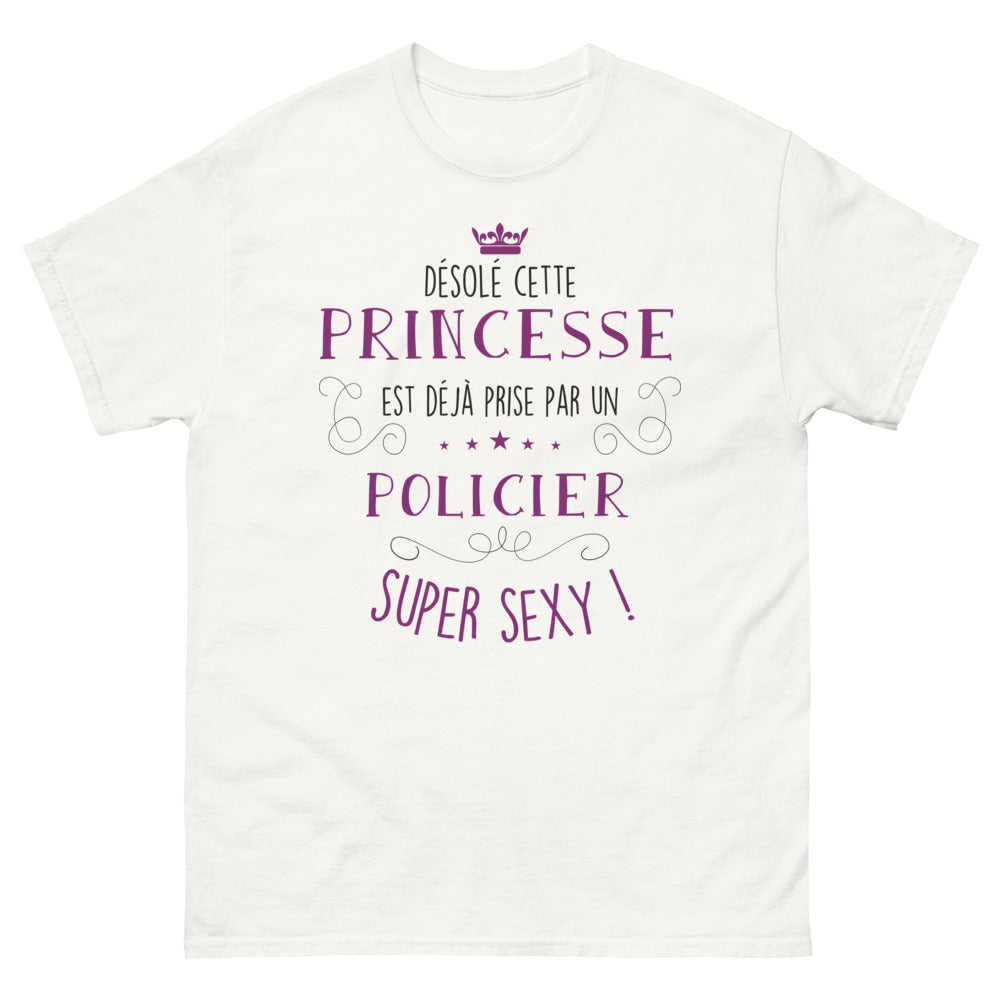 T-shirt femme de policier blanc - princesse déjà prise