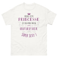Thumbnail for T-shirt infirmier blanc - Désolé, cette princesse est déjà prise