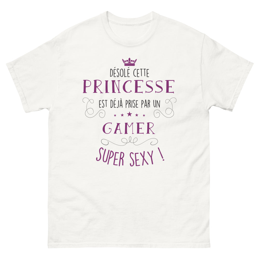 T-shirt gamer blanc - Princesse prise, humour geek