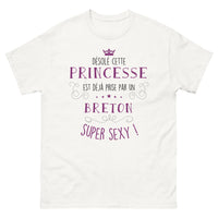 Thumbnail for T-shirt Bretagne blanc - Désolé, princesse prise par un Breton sexy