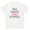 T-shirt Voyageur blanc - Bosse, Économise, Voyage, Recommence