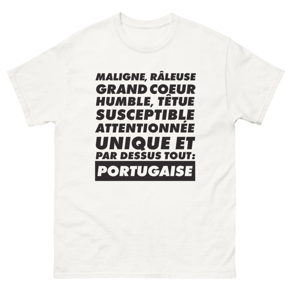 T-shirt Portugaise blanc - Maligne et râleuse, grand cœur