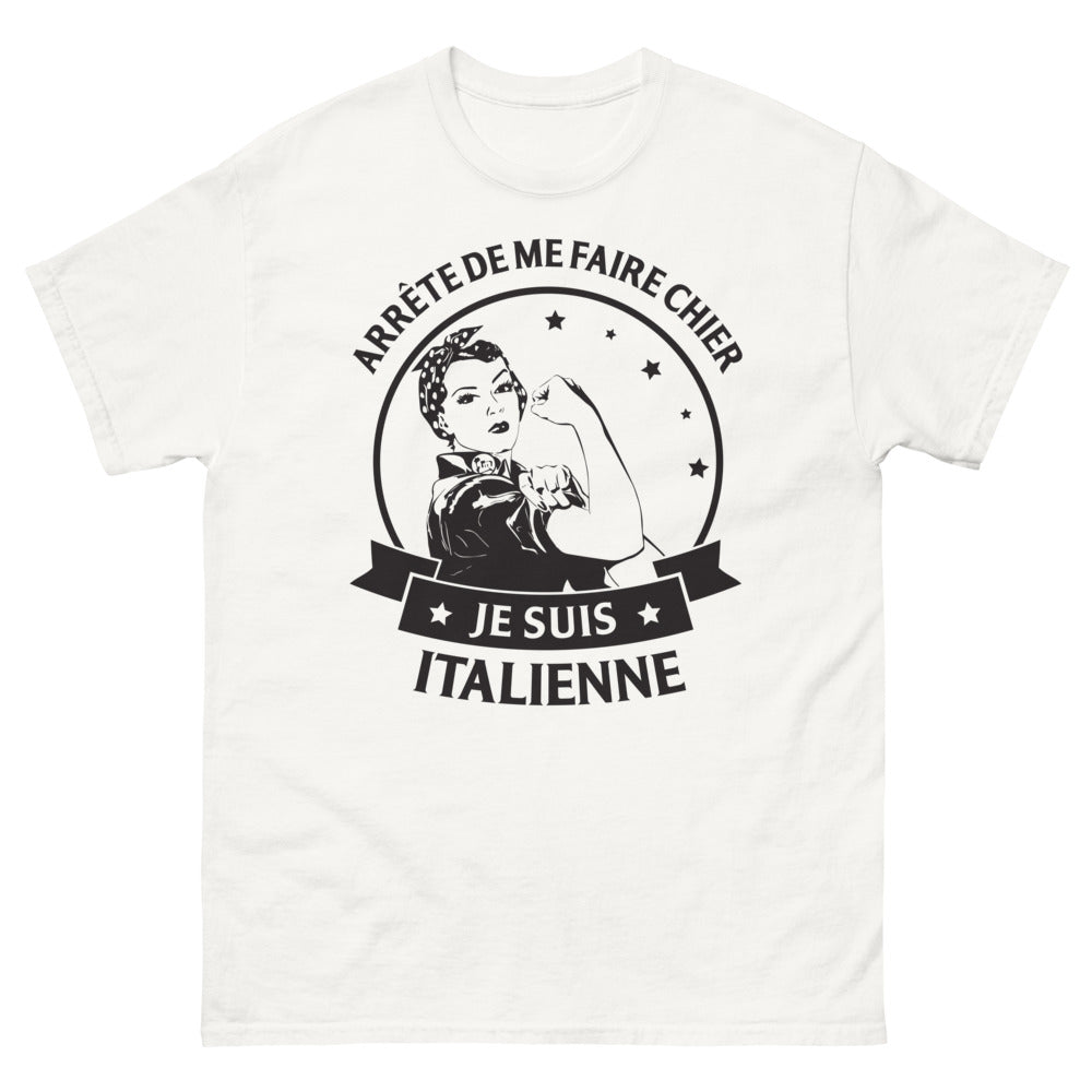 T-shirt Italienne blanc - Arrête de me faire chier