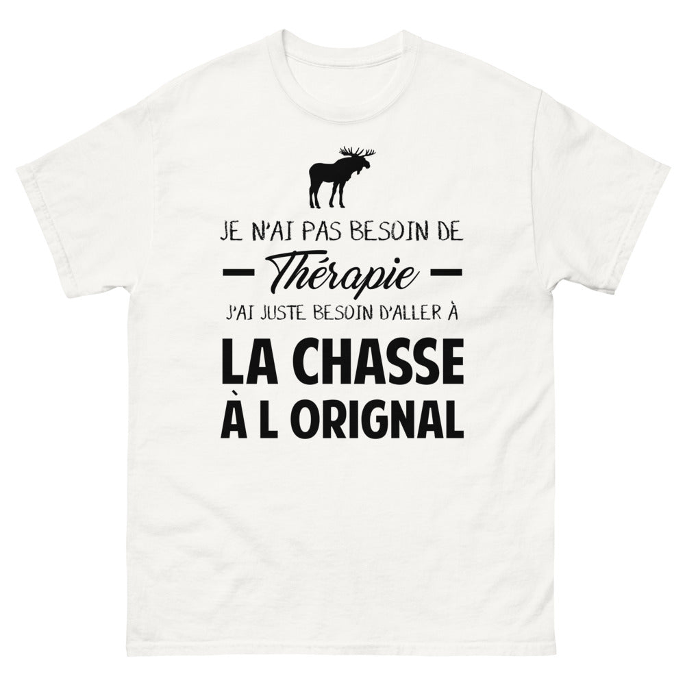 T-shirt blanc a la Chasse A l'Orignal - Thérapie