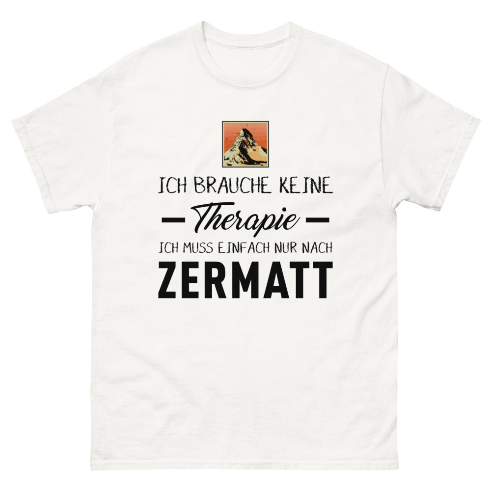 T-shirt blanc Ich Brauche Keine Therapie Ich Muss Einfach Nur Nach Zermatt_de_sombre_std.png - Thérapie