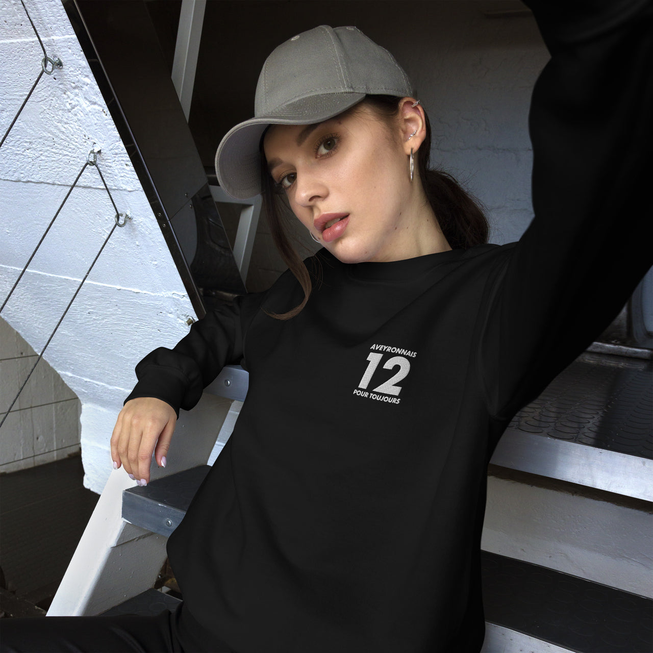 Sweat Aveyron bleu marine dos - Aveyronnais pour toujours 12 brodé