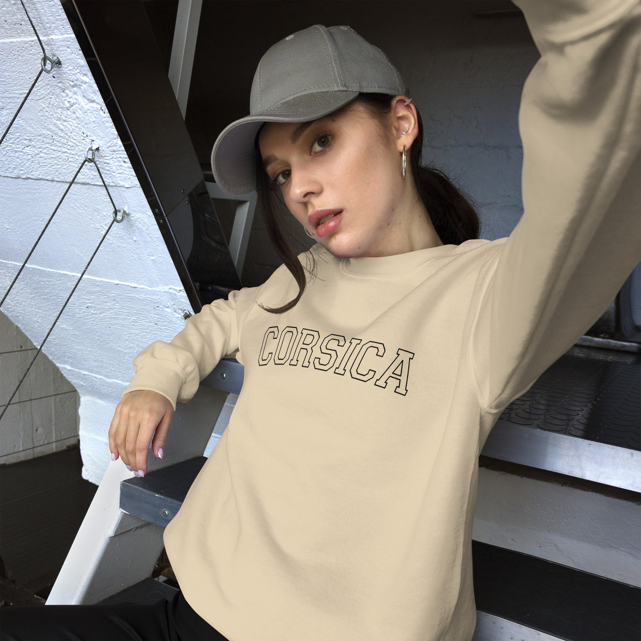 Sweat Corse gris sport - design vintage pastel