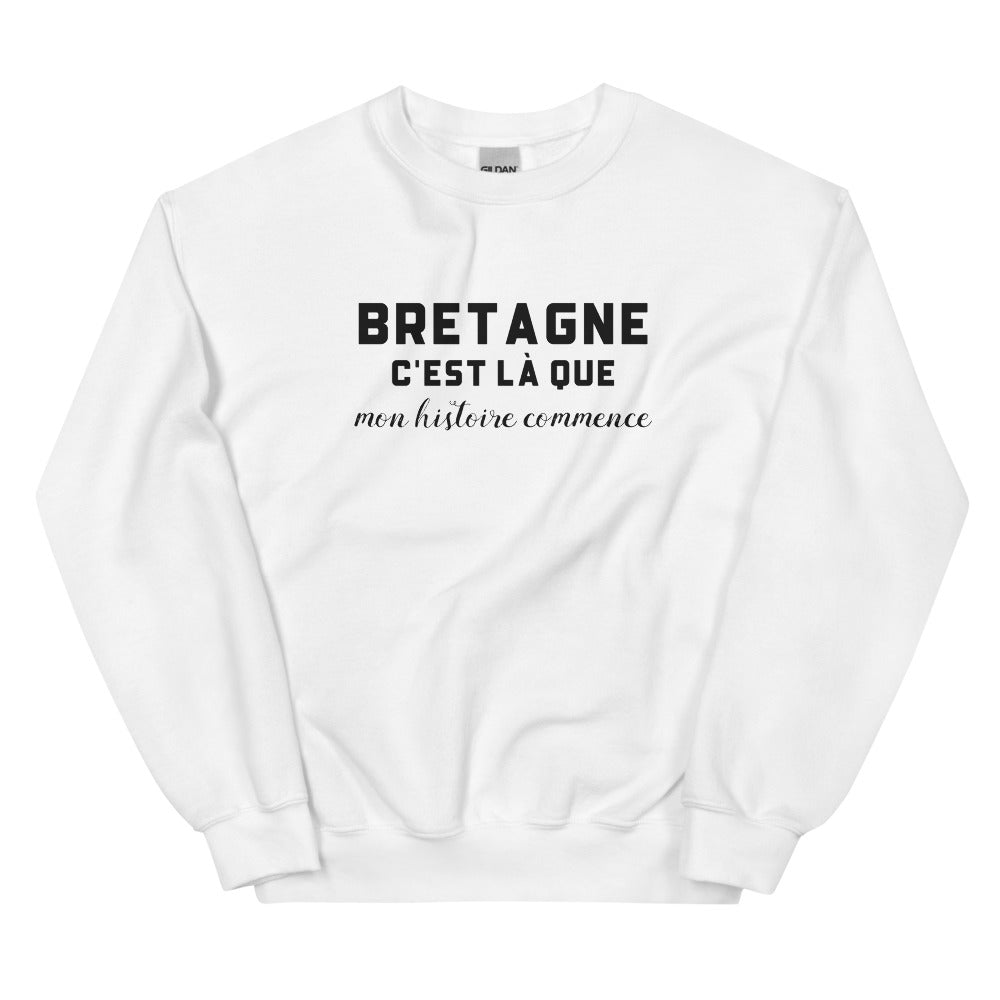 BRETAGNE, c'est là que mon histoire commence - Sweat blanc