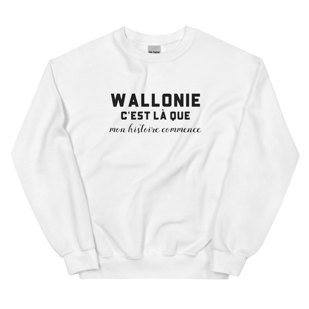 WALLONIE, c'est là que mon histoire commence - Sweat blanc